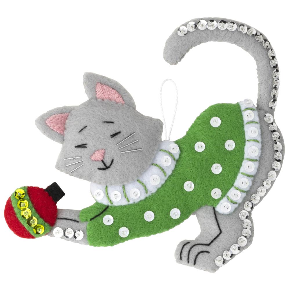 Cats In Ugly Sweaters Bucilla Felt Applique Ornament Kit