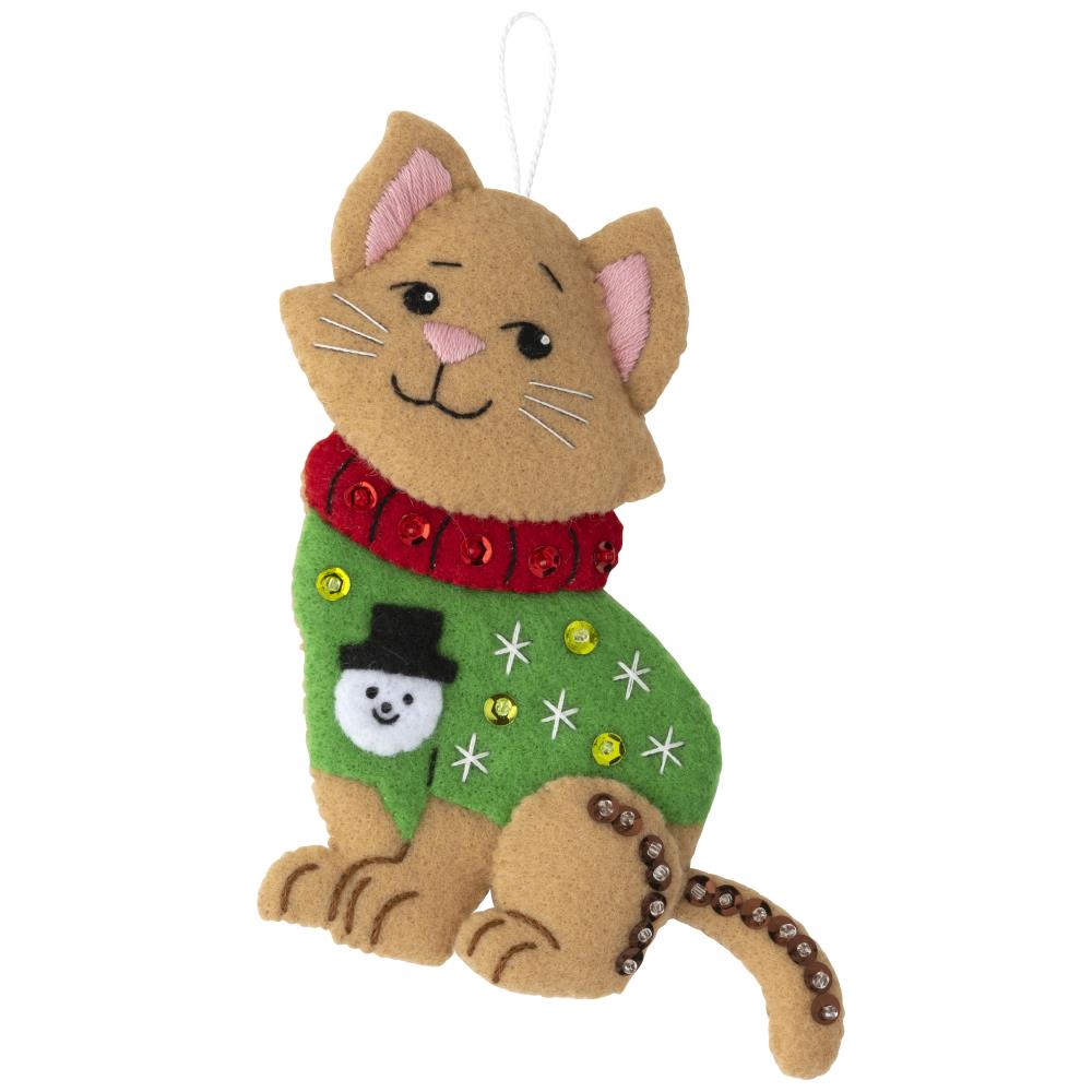 Cats In Ugly Sweaters Bucilla Felt Applique Ornament Kit