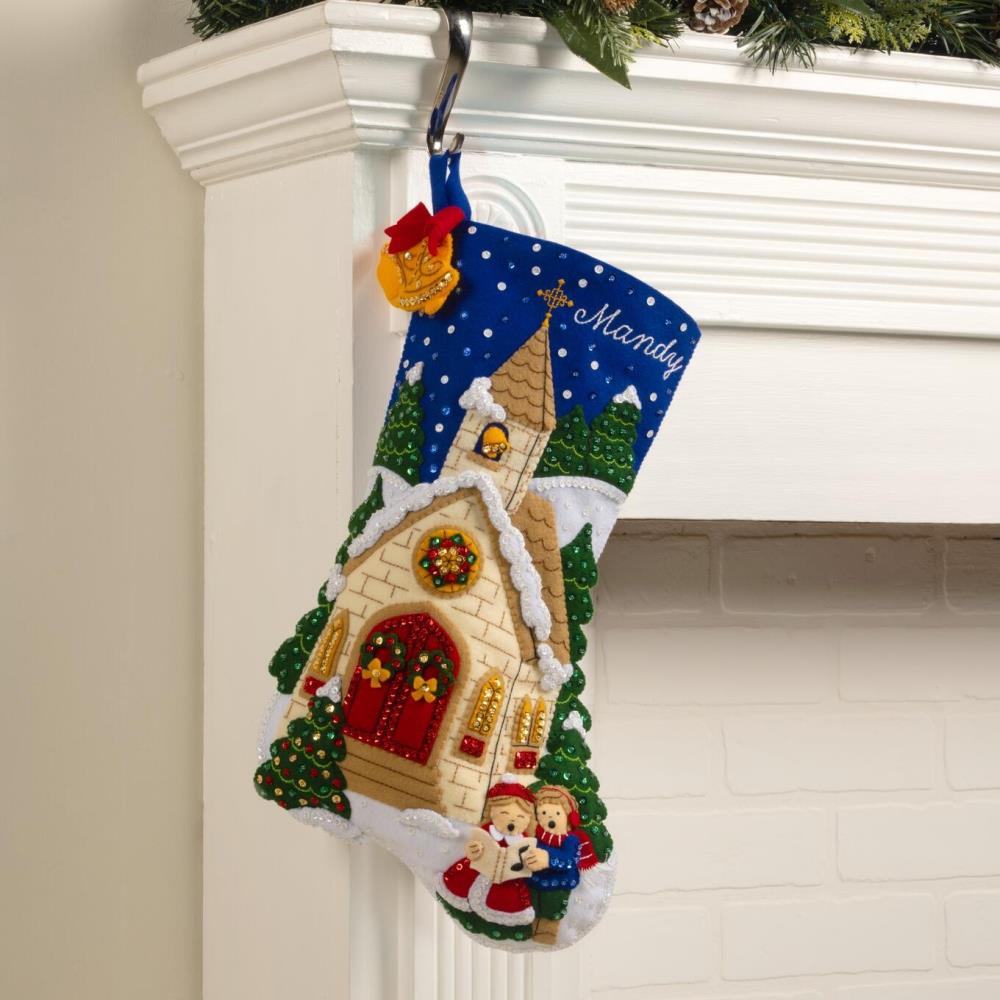 Bucilla Yuletide Chapel Felt Stocking Applique Kit 18"