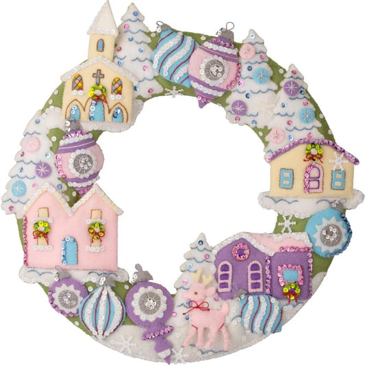 Putz Village Wreath Felt Applique Kit 