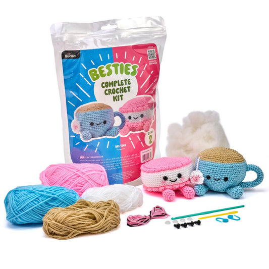Bucilla Amigurumi Crochet Kit "Bes-Teas" Tea and Macaroon 