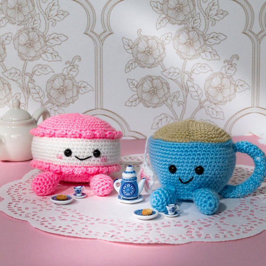 Bucilla Amigurumi Crochet Kit "Bes-Teas" Tea and Macaroon 