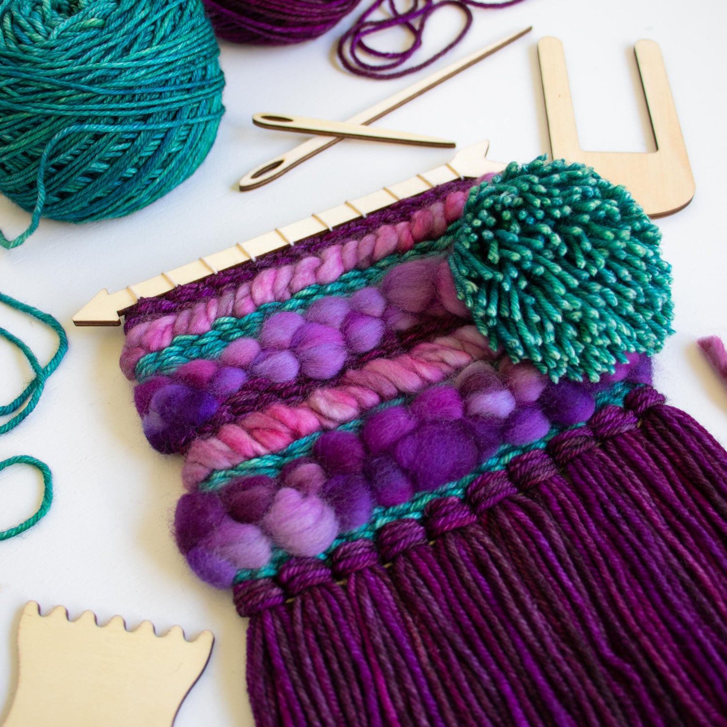 Make your own woven wall hanging using Bucilla's All-in-One-Loom Tool