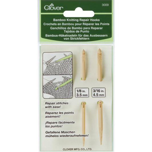 Clover 3009 Bamboo Knitting Repair Hooks