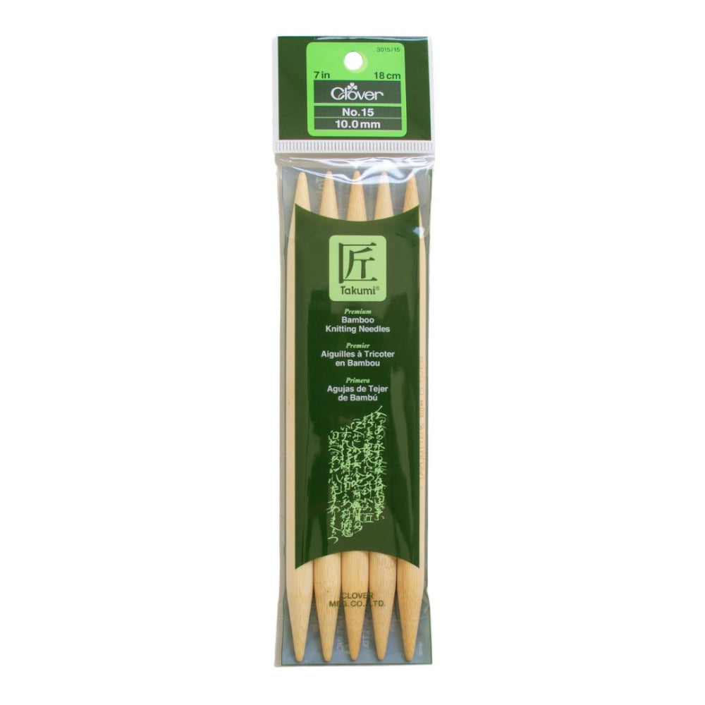 Clover Takumi Bamboo Double Pointed Knitting Needles 10.0mm/18cm