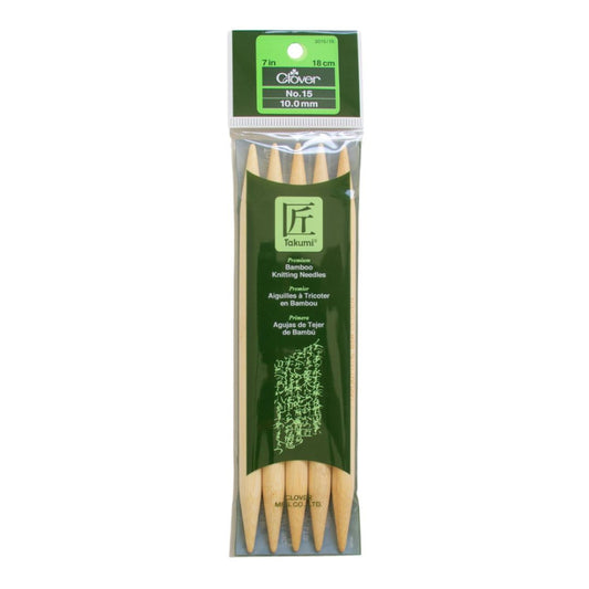 Clover Takumi Bamboo Double Pointed Knitting Needles 10.0mm/18cm