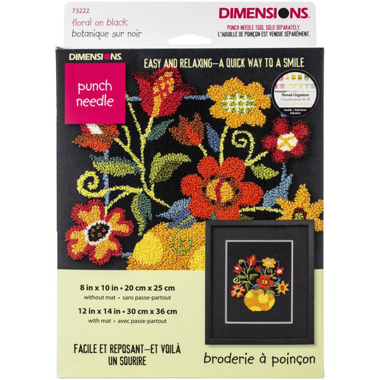 Dimensions "Floral on Black" Punch Needle Kit
