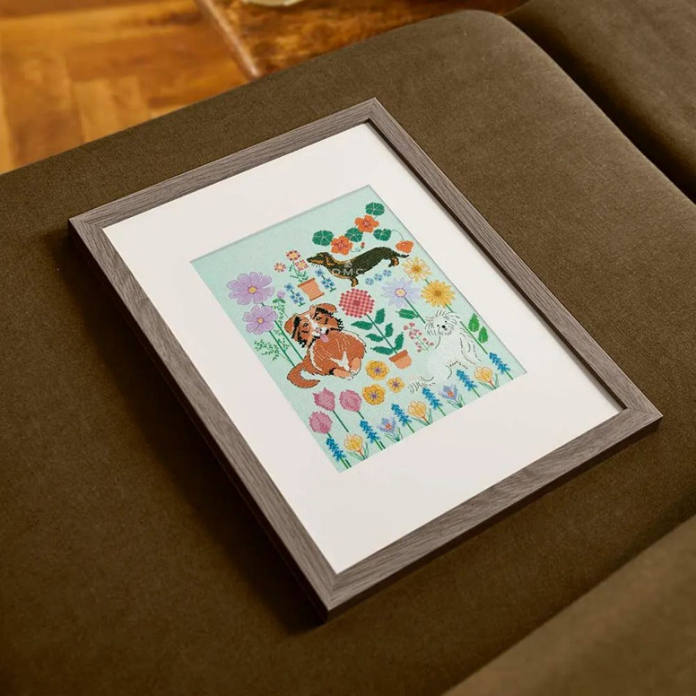 DMC Dogs in the Garden Counted Cross Stitch Kit - Designer Collection