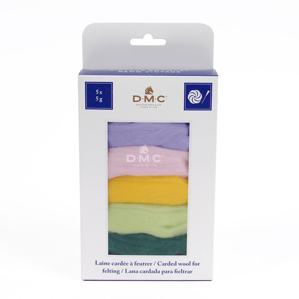 DMC Carded Wool for Felting Pack of Five - Vintage Bouquet
