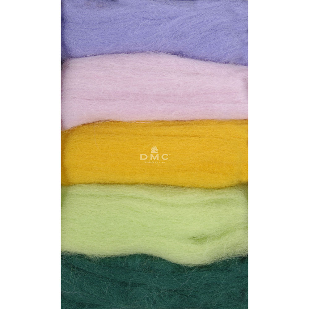 DMC Carded Wool for Felting Pack of Five - Vintage Bouquet