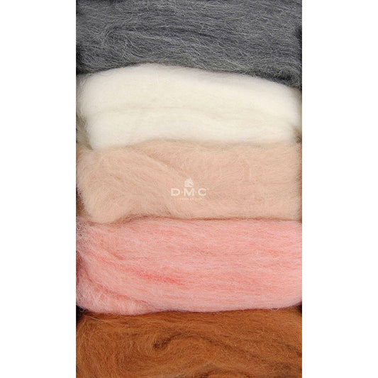 DMC Carded Wool for Felting Pack of Five - Seashell