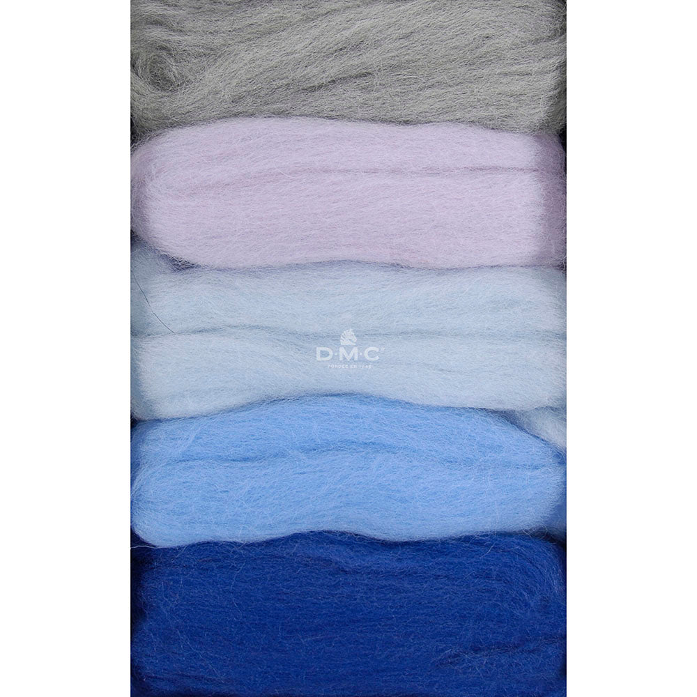DMC Carded Wool for Felting Pack of Five - Glacier