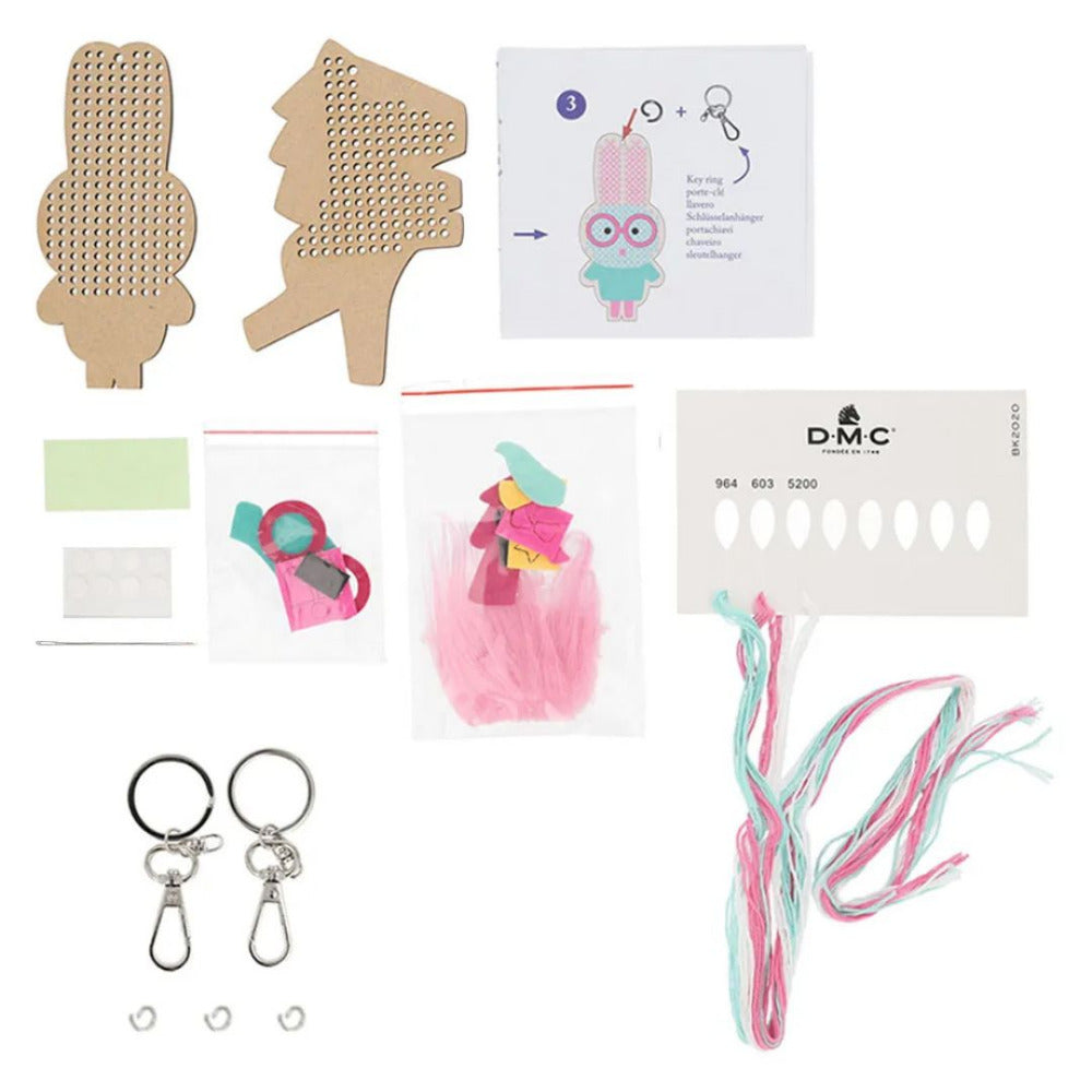 DMC Kids Kit Cross Stitch Keyrings Kit - Flip & Flap