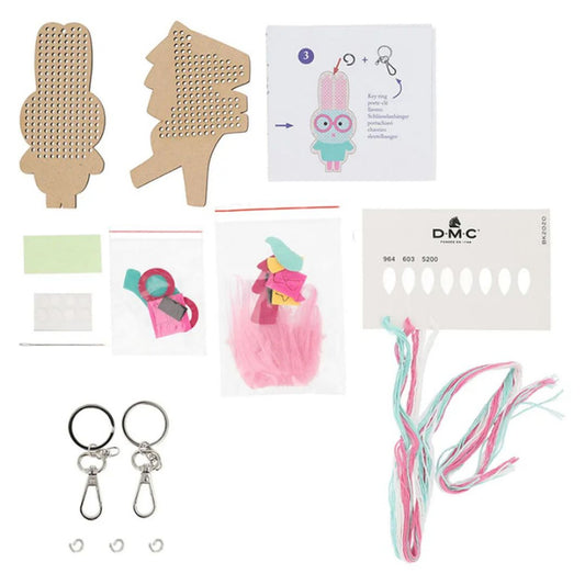 DMC Kids Kit Cross Stitch Keyrings Kit - Flip & Flap