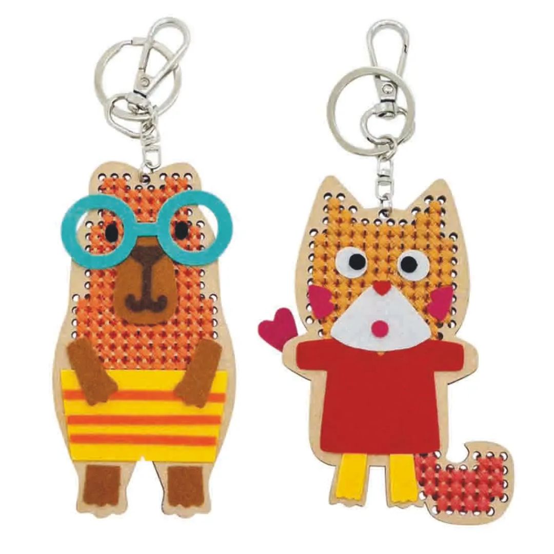 DMC Kids Kit Cross Stitch Keyrings Kit - Mini & Maxi