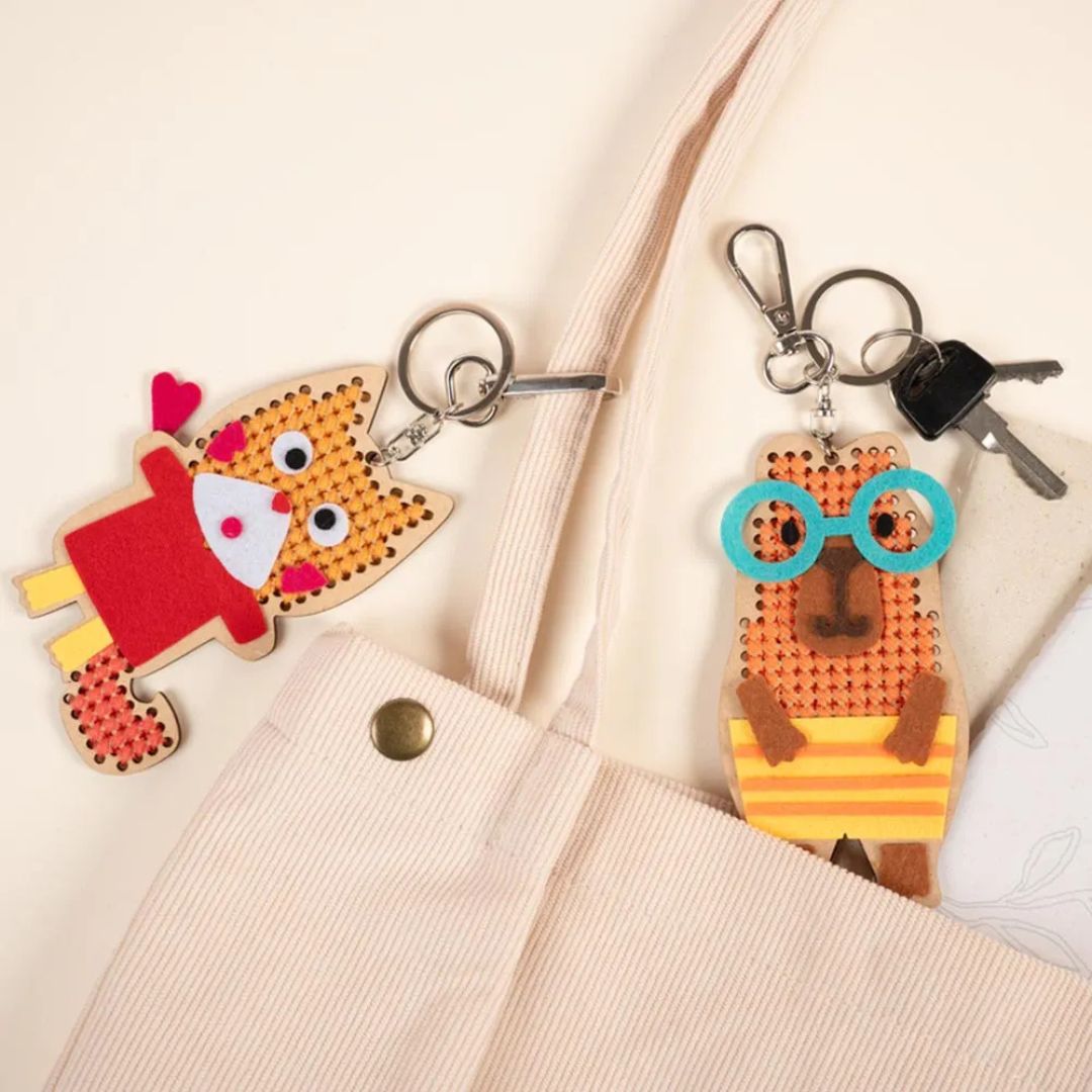 DMC Kids Kit Cross Stitch Keyrings Kit - Mini & Maxi