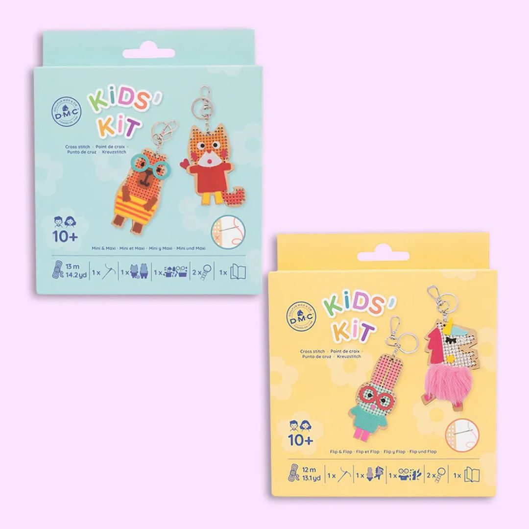 DMC Kids Kit Cross Stitch Keyrings Kit - Mini & Maxi