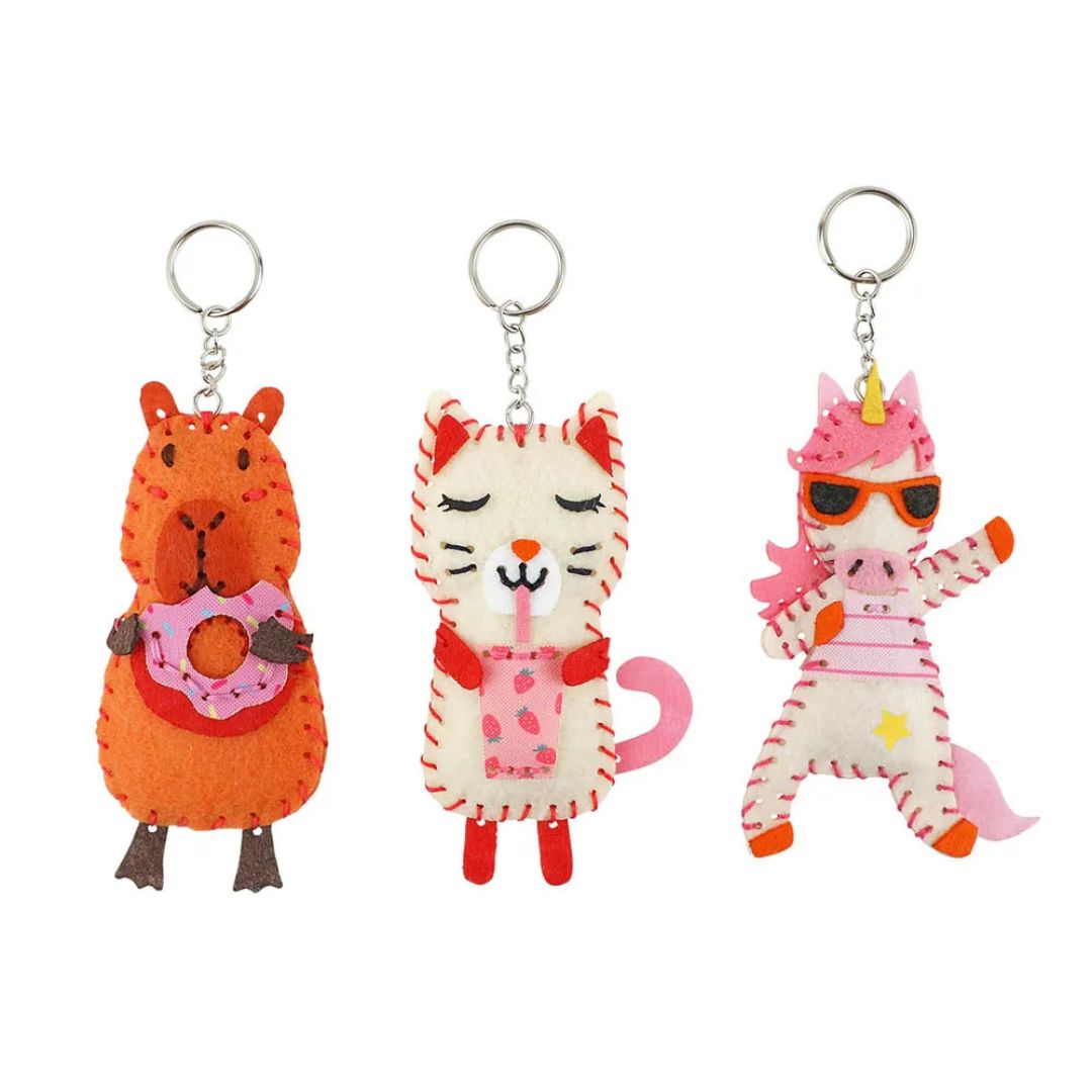 DMC Kids Stitched Felt Keyring Kit - Matcha Cat