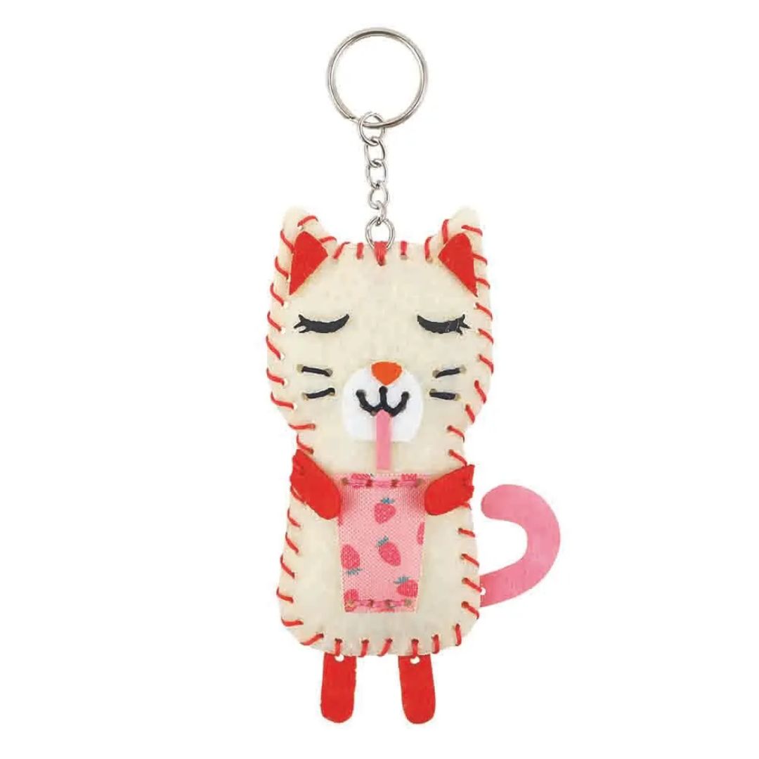 DMC Kids Stitched Felt Keyring Kit - Matcha Cat