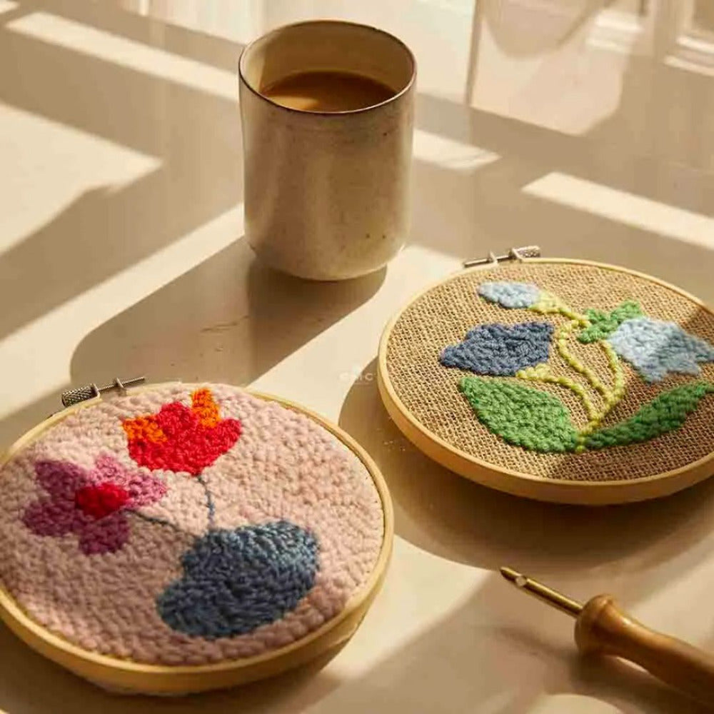 DMC The Relaxed Rustic  and The Gentle Flowers Punch Needle Kit