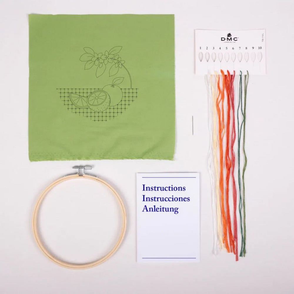 DMC Embroidery Kit - Oranges contents