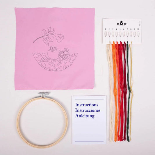 DMC Embroidery Kit - Pomegranates contents