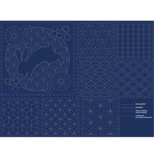 DV4051 Devonstone Cotton/Linen Sashiko Panel - Navy