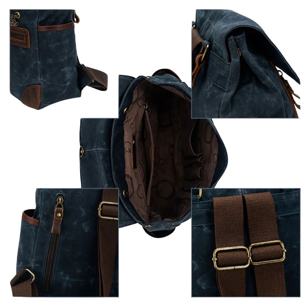 Della Q Makers Canvas Backpack pockets and zips