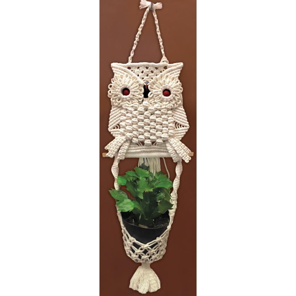 Design Works-Zenbroidery Macrame Owl Plant Hanger Kit 