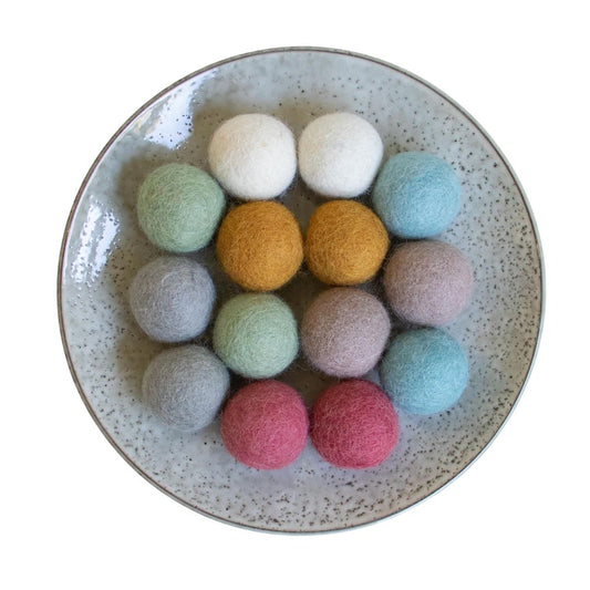 Wool Felt Balls "Earth" 3.5cm, set of 14