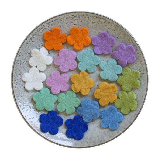 Wool Felt Flowers "Spring" 3.5cm, set of 20