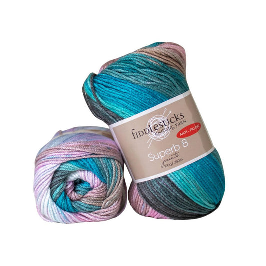 Fiddlesticks Superb 8 Ply Prints 1174-13 Turquoise