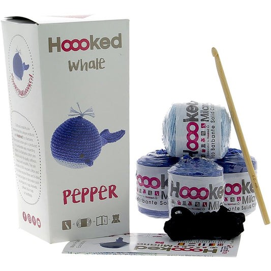 Hoooked Crocheted Amigurumi "Pepper" Whale Kit