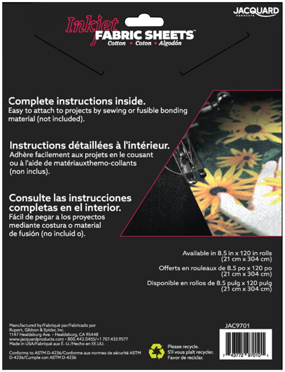 Jacquard Inkjet Fabric Sheets Pack of 10