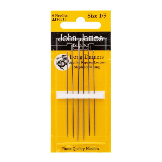 John James Sewing Needles Long Darners Sizes 1-5