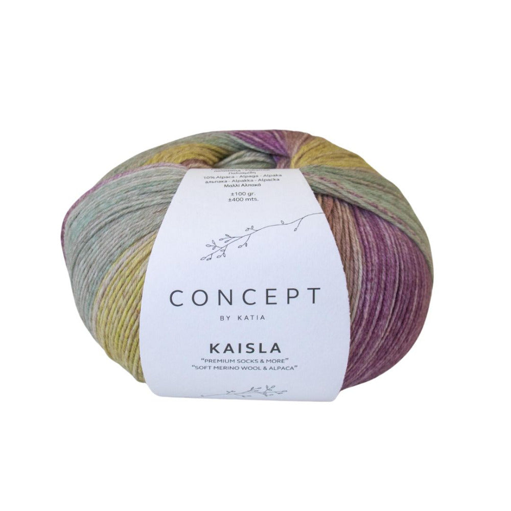 Katia Kaisla Socks 304 Pistachio Pearl-Blackberry-Light Pistachio
