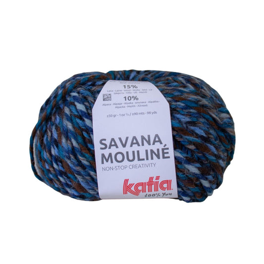Katia Savana Mouliné 205 Blue, Sky Blue, Brown