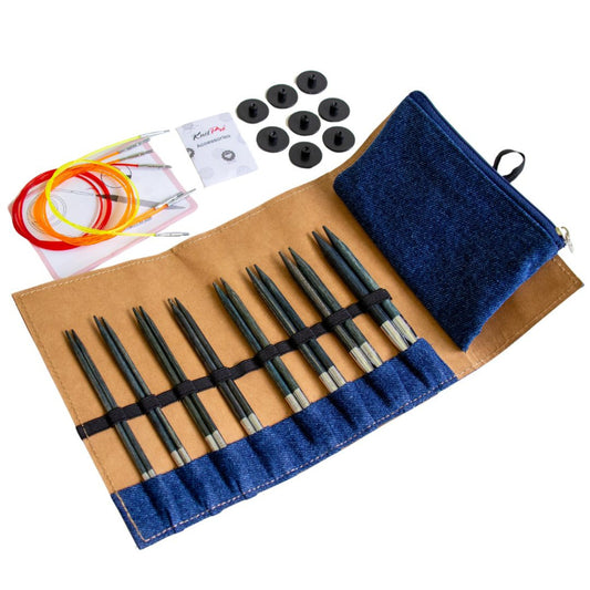 KnitPro Indigo Wood Interchangeable Circular Knitting Needle Set