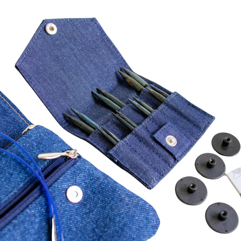 KnitPro Indigo Wood Mini Interchangeable Circular Knitting Needle Set 50mm