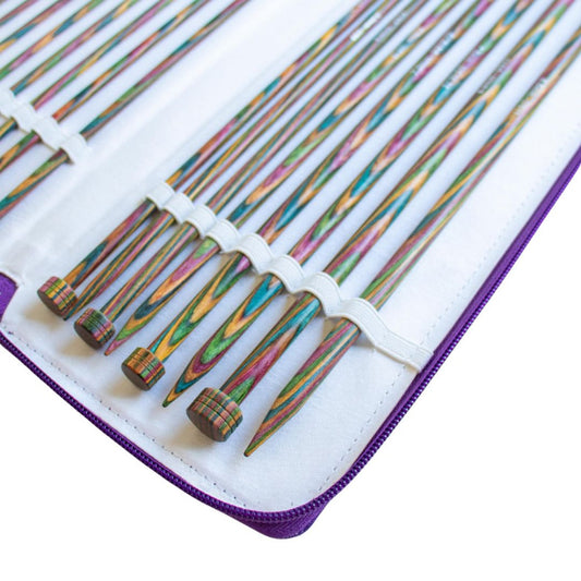 KnitPro Symfonie Wood Single Pointed Straight Knitting Needle Gift Set in Ombre Case, 35cm