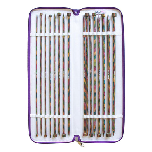KnitPro Symfonie Wood Single Pointed Straight Knitting Needle Gift Set in Ombre Case, 35cm