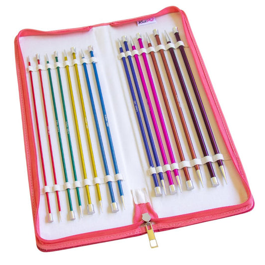 KnitPro Zing Aluminium Single Point Straight Knitting Needle Set 25cm