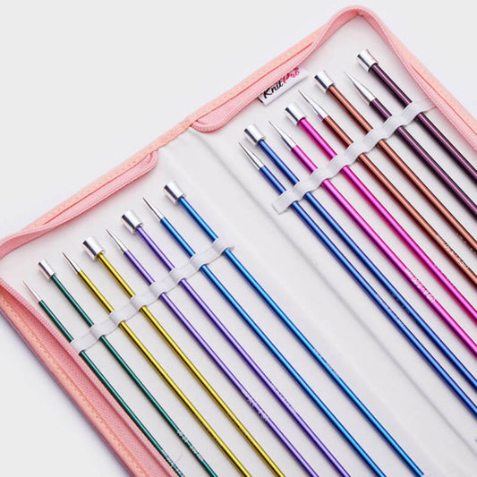 KnitPro Zing Aluminium Single Point Straight Knitting Needle Set 30cm