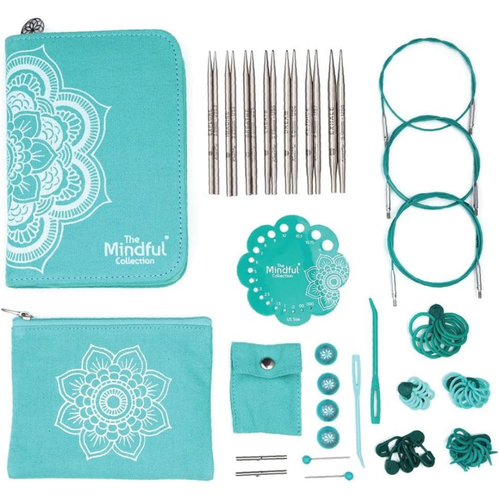 KnitPro The Mindful Collection "Hope" Set of 7 Interchangeable Circular Knitting Needles - 13cm, plus Accessories