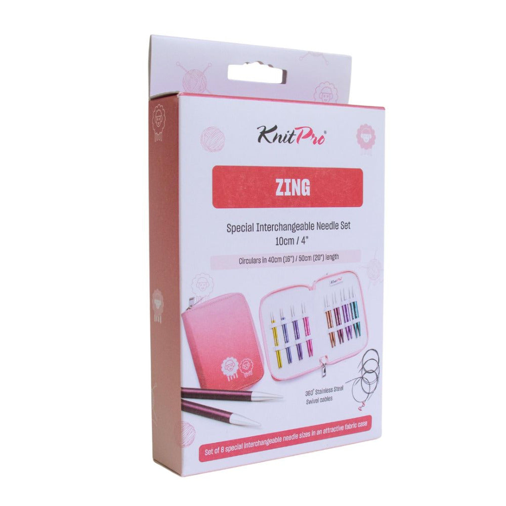 KnitPro Zing Interchangeable Circular Knitting Needle Deluxe Set, 10cm long