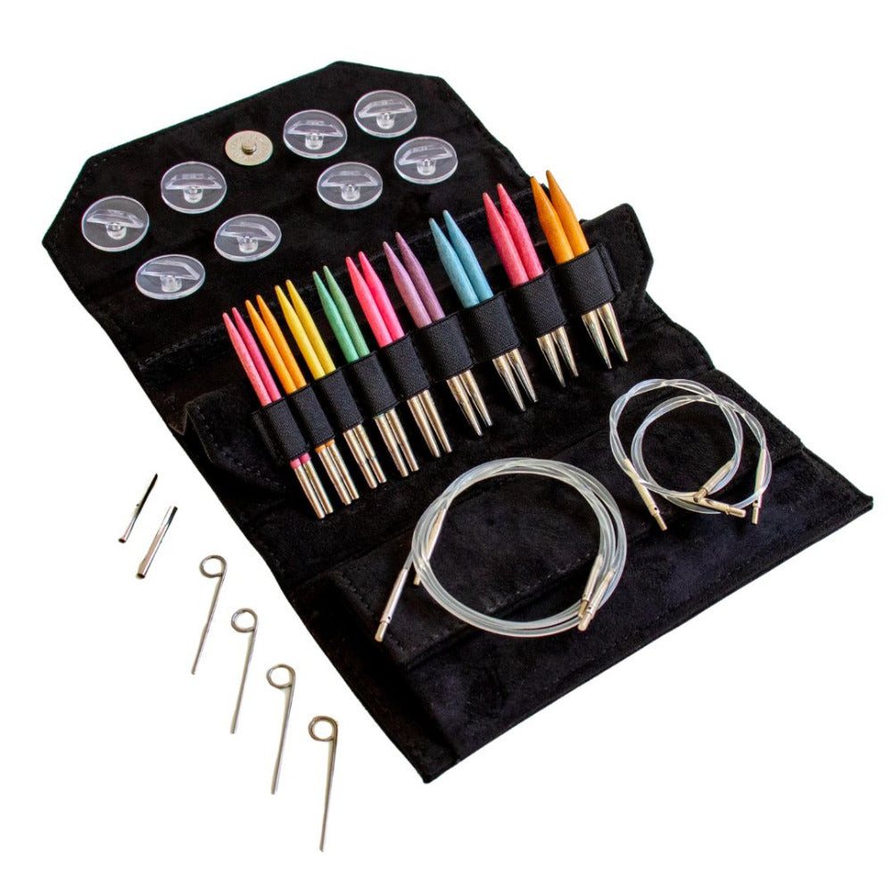 LYKKE 3.5 inch (8.89cm) Colour Interchangeable Circular Birchwood Knitting Needle Set