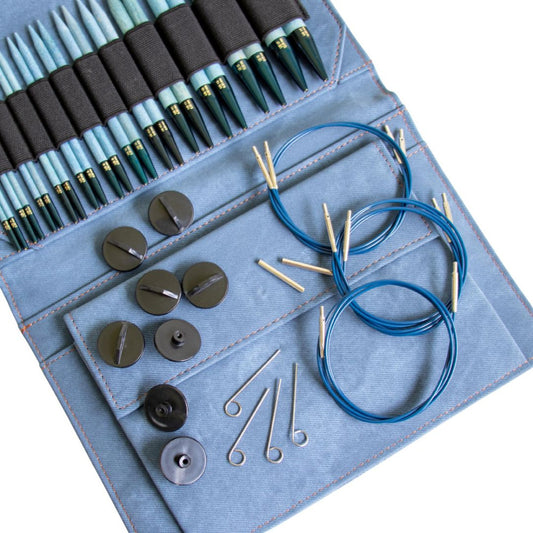 LYKKE 5 inch (12.7cm) Indigo Interchangeable Birchwood Knitting Needle Set