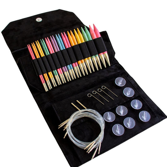 LYKKE 5 inch (12.7cm) Colour Interchangeable Circular Birchwood Knitting Needle Set