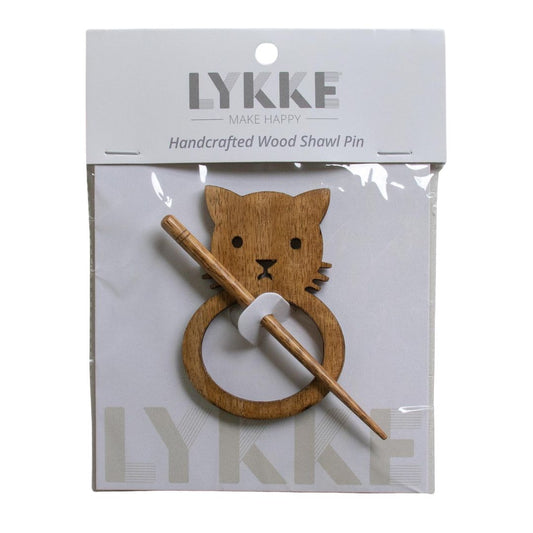 LYKKE Mango-Wood Cat Shawl Pin
