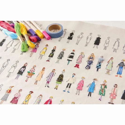 "100 Nee-San Ladies & Gents" Pre-Printed Fabric Panel 40cm x 52 cm